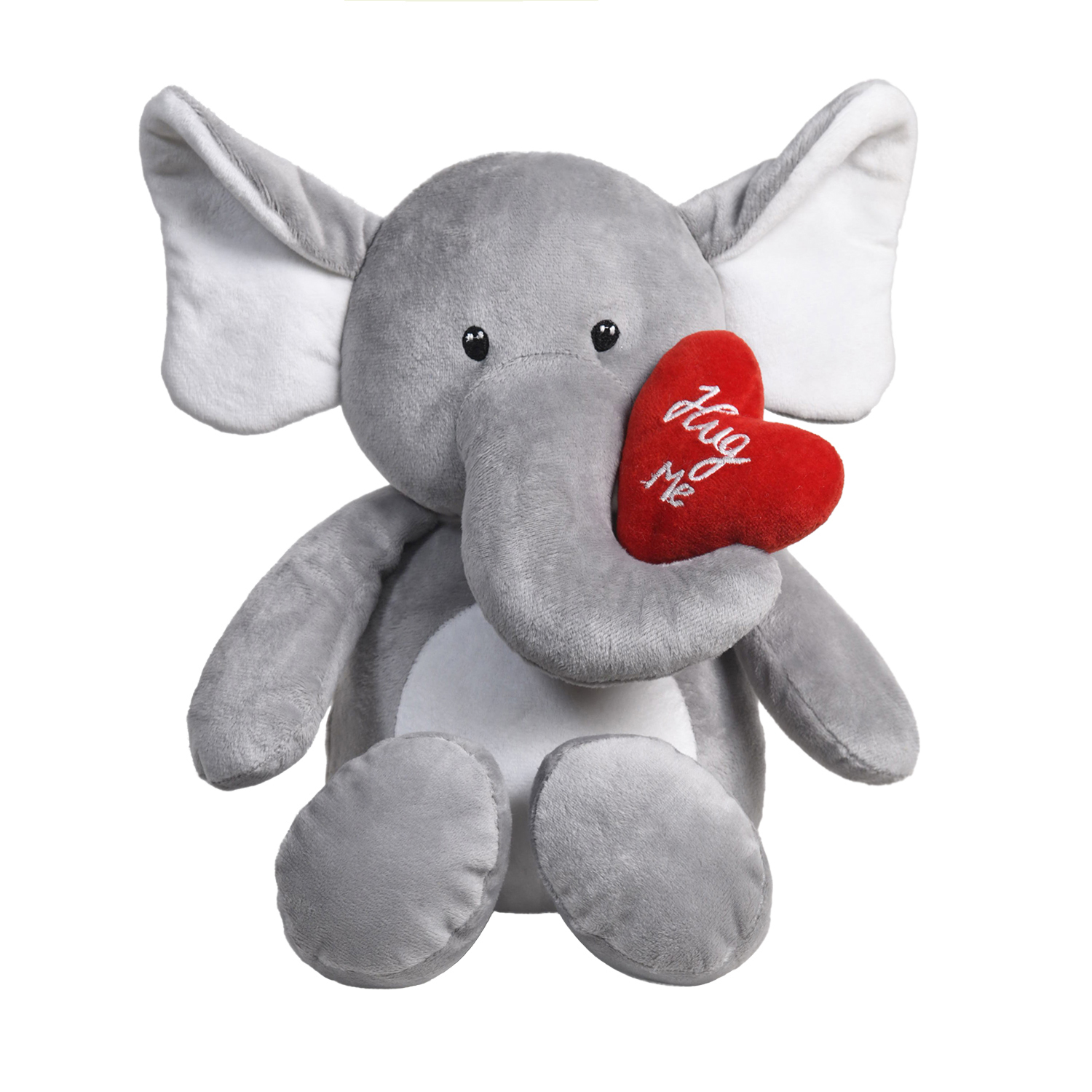 Ultra Hug Me Valentine Plush Stuffed Elephant Animal Toy with Heart 16 Inch Grey