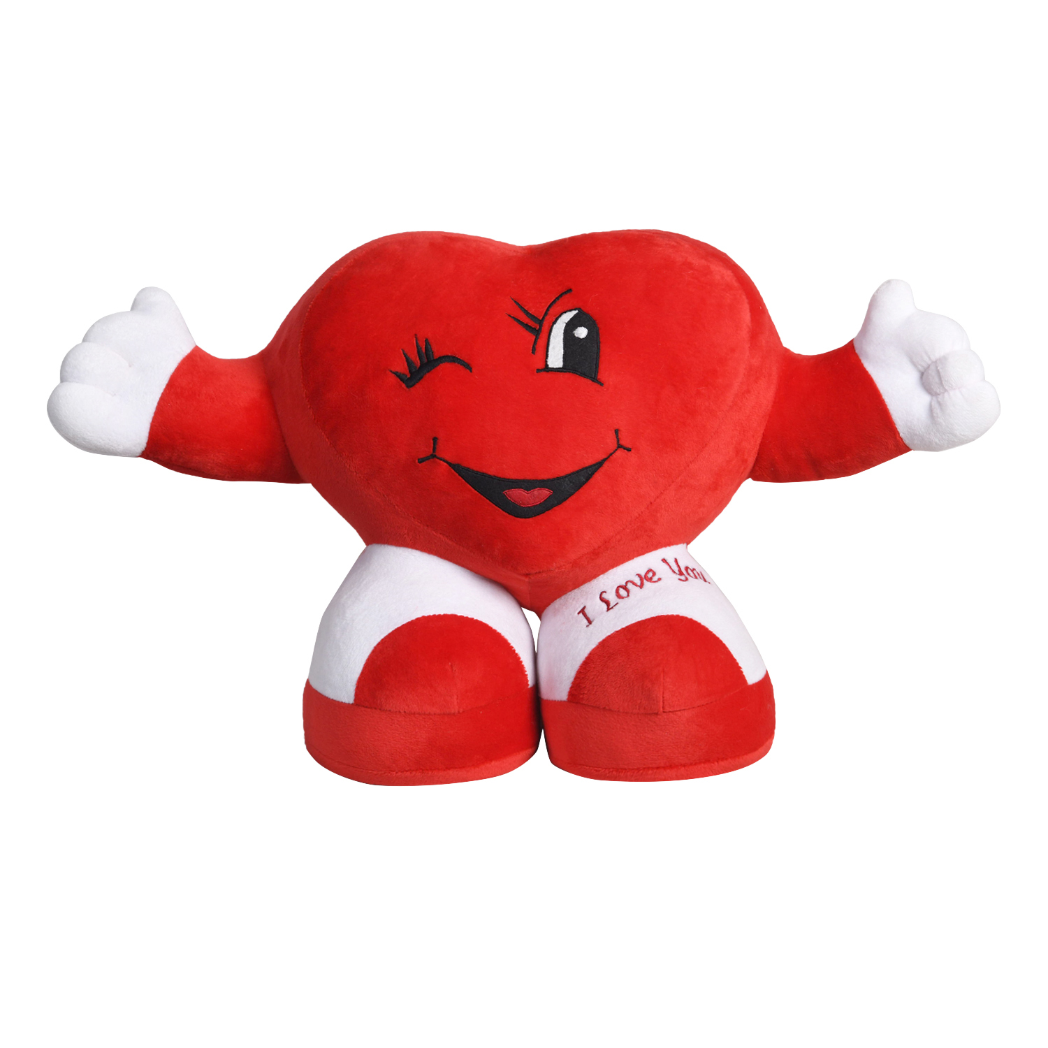 Ultra Cute Winking Eyes Standing Heart Plush Toy Valentine Gift 12 Inch Red