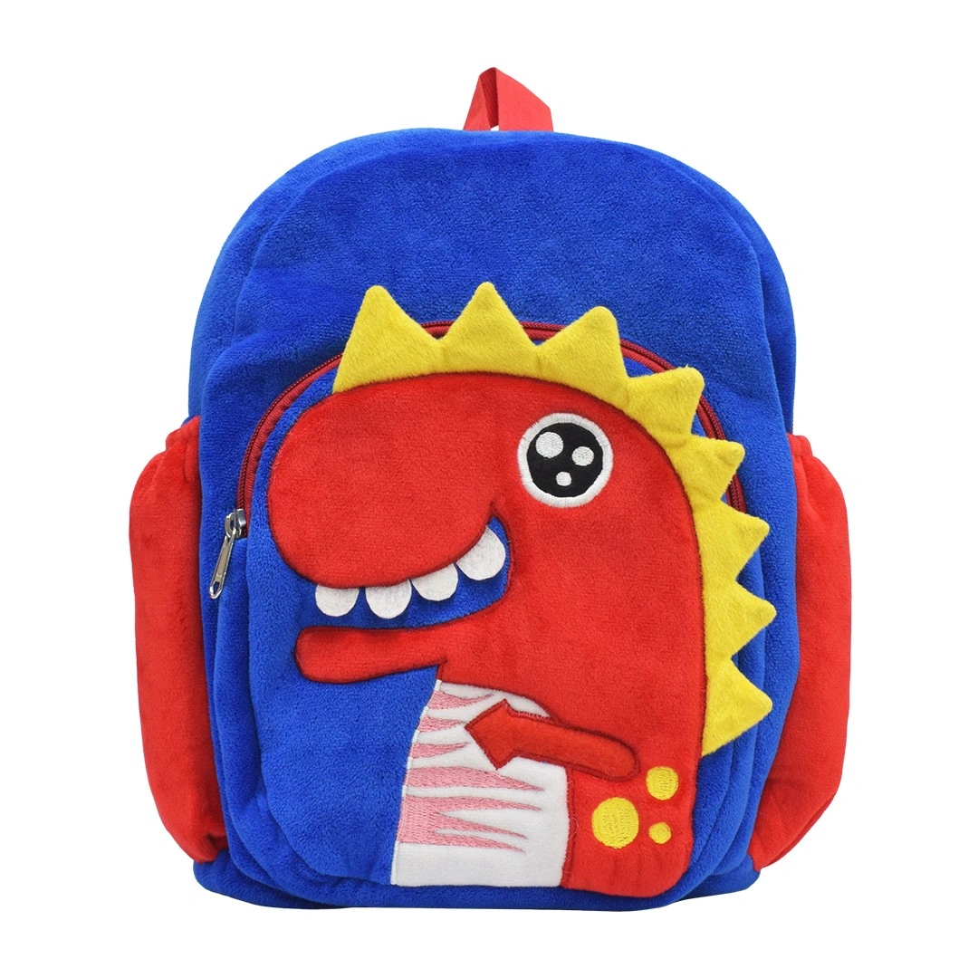 Ultra Dinosaur Design Blue Plush Velvet Animal School Bag 14 Inch
