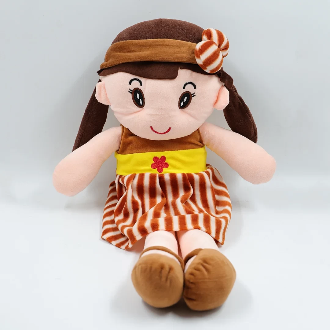 Ultra Plush Kids Rag Doll Stuffed Soft in Brown Dress 24 Inch
